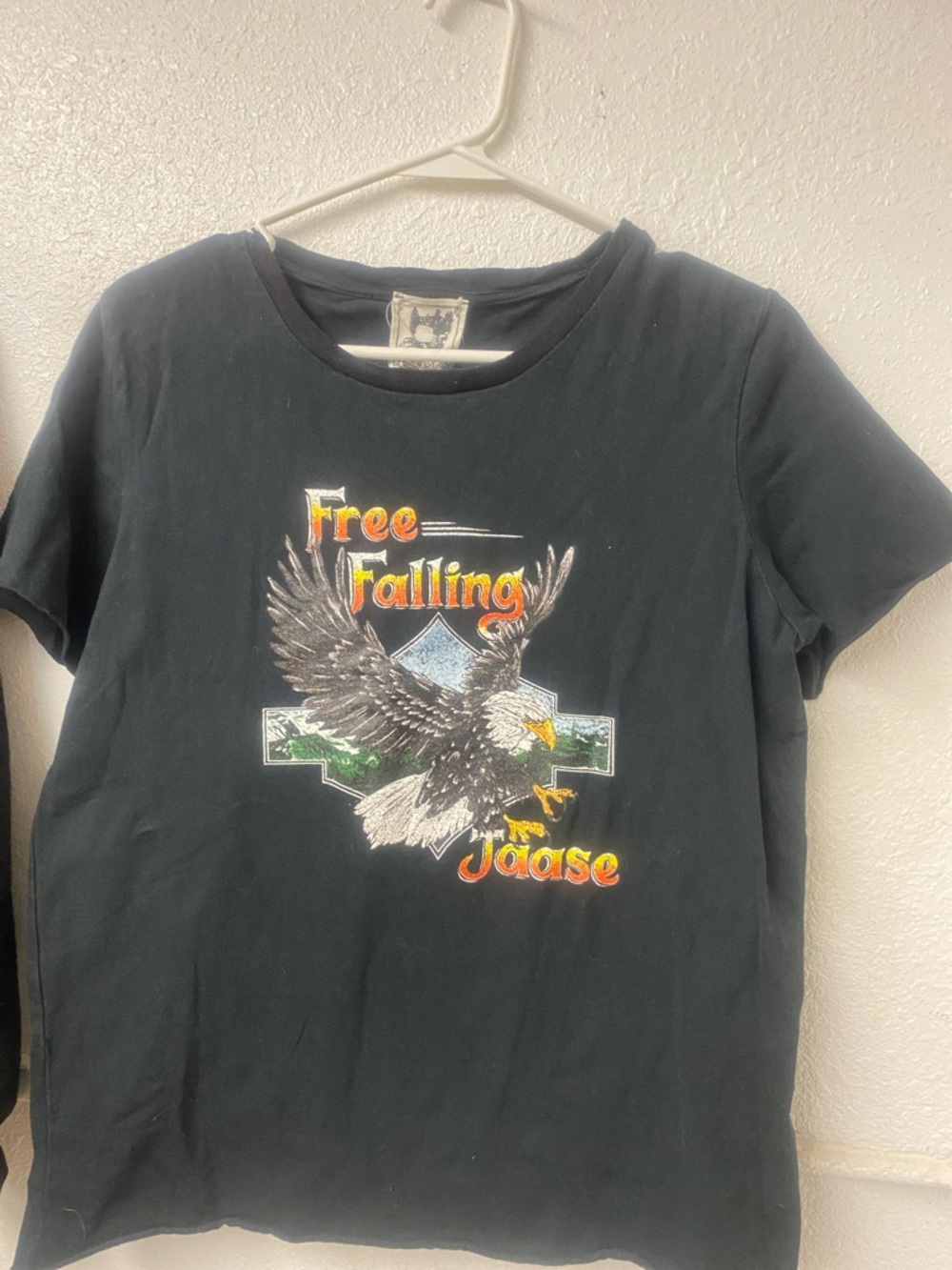 Jaase- vintage distressed  Y2K -Free Falling Eagle Graphic Tee - Black